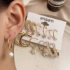 Set of 9 Gold Chunky Real Freshwater Pearl Hoops and Studs