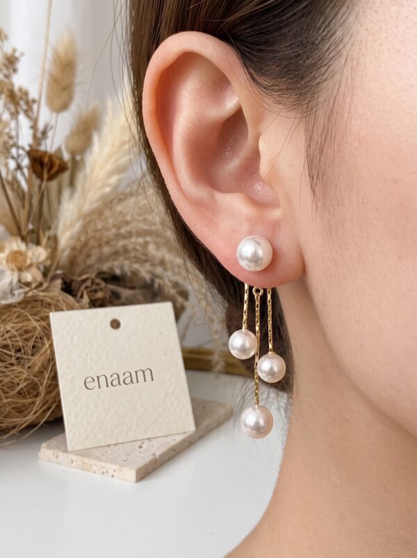 Gold Pearl Drop Dangle Earrings