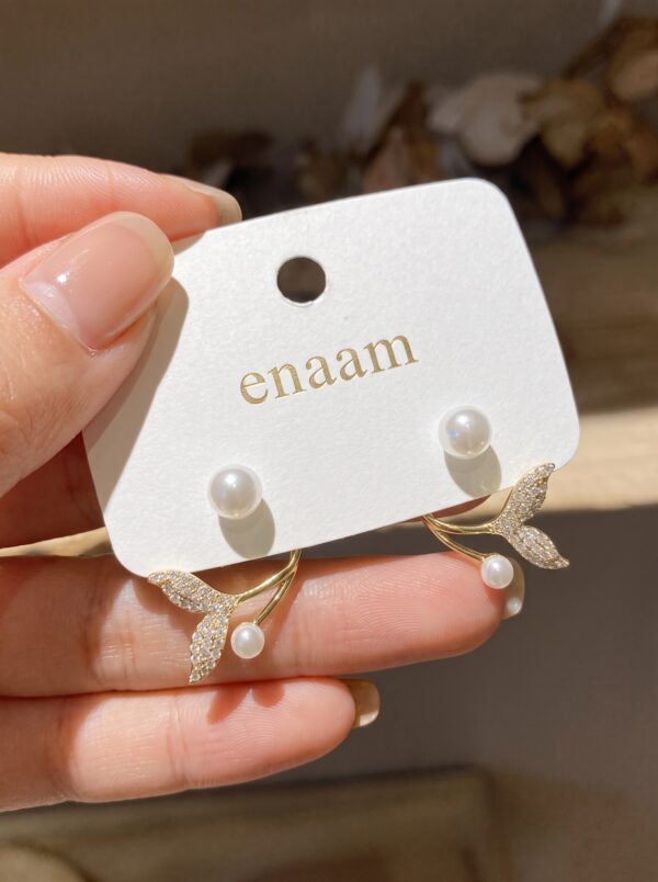 Graceful Fish Tail Pearl Stud Earrings