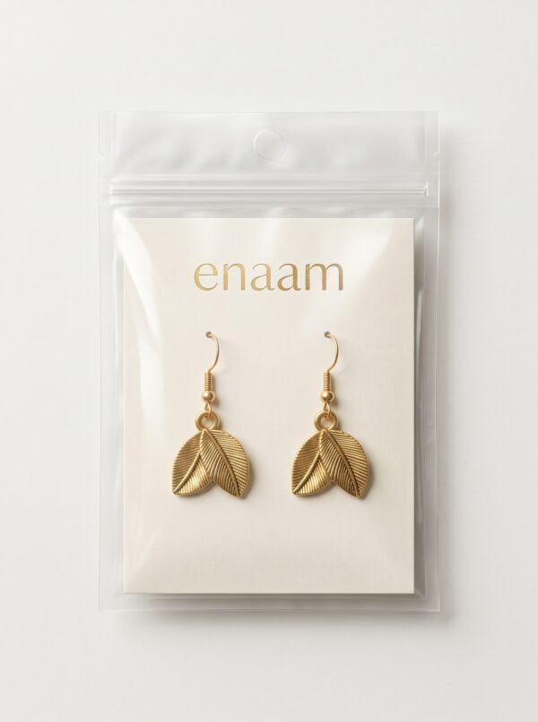 Gold Plated Leaf Drop Jhumka Earrings Gold Plated Leaf Drop Jhumka Earrings