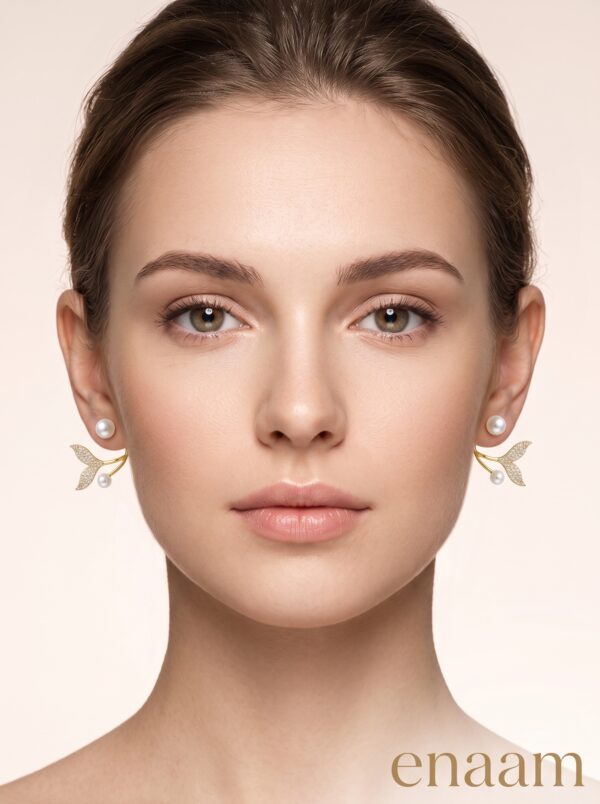 Graceful Fish Tail Pearl Stud Earrings