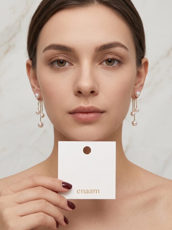 Gold Pearl Drop Dangle Earrings